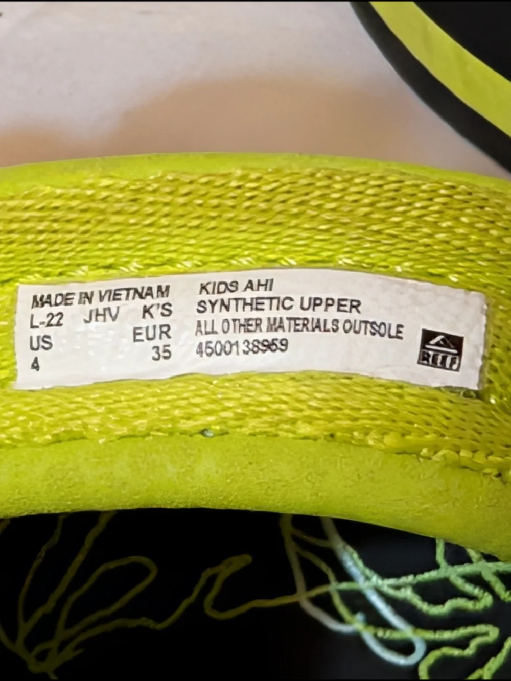 REEF Palm Tree Print Flip Flops with Lime Straps